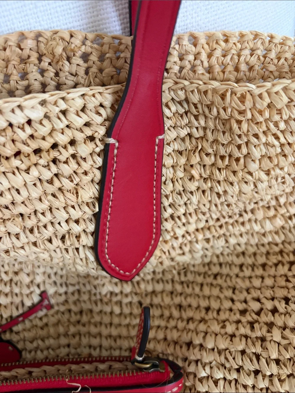 Polo by Ralph Lauren Natural Straw Tote with Red Trim